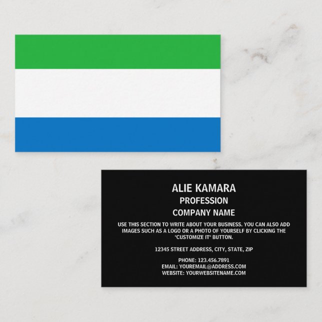 Sierra Leonean Flag, Flag of Sierra Leone Business Card (Front/Back)