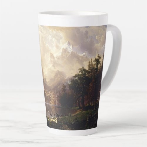 Sierra Nevada CA Landscape Vintage Art Monogrammed Latte Mug