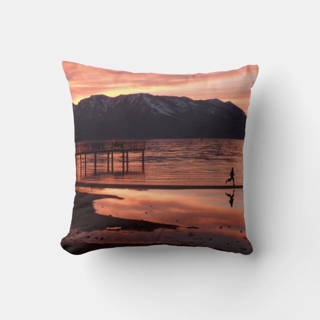 Sierra Nevada Mountain Range at South Lake Tahoe Throw Pillow (Front)