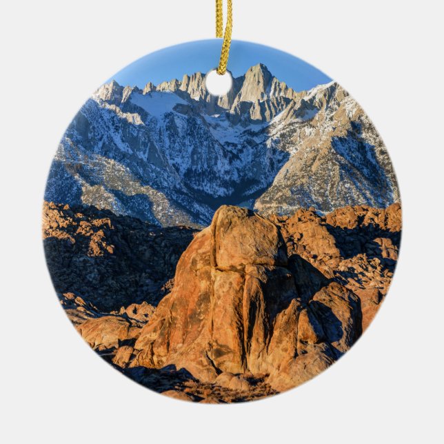 Sierra Nevada Mountains And Alabama Hills Sunrise Ceramic Ornament (Front)