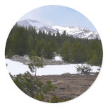 Sierra Nevada Mountains and Snow at Yosemite Classic Round Sticker