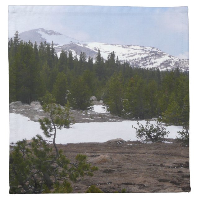 Sierra Nevada Mountains and Snow at Yosemite Cloth Napkin (Front)
