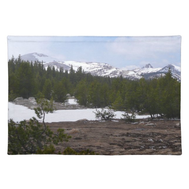 Sierra Nevada Mountains and Snow at Yosemite Cloth Placemat (Front)