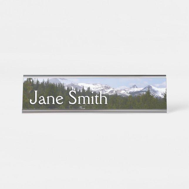Sierra Nevada Mountains and Snow at Yosemite Desk Name Plate (Front)