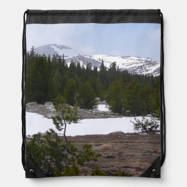 Sierra Nevada Mountains and Snow at Yosemite Drawstring Bag (Front)