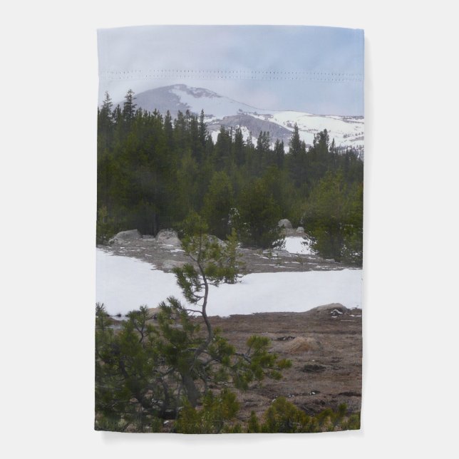 Sierra Nevada Mountains and Snow at Yosemite Garden Flag (Front)