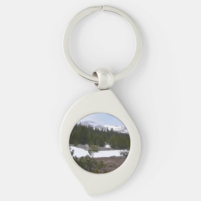 Sierra Nevada Mountains and Snow at Yosemite Keychain (Front)