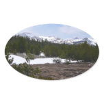 Sierra Nevada Mountains and Snow at Yosemite Oval Sticker