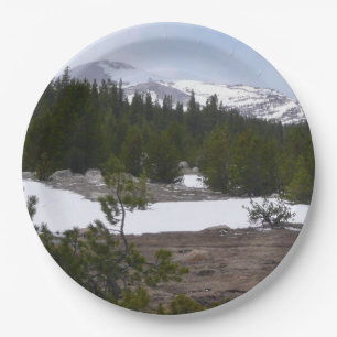 Sierra Nevada Mountains and Snow at Yosemite Paper Plates