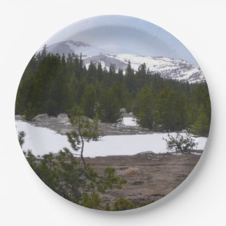Sierra Nevada Mountains and Snow at Yosemite Paper Plates
