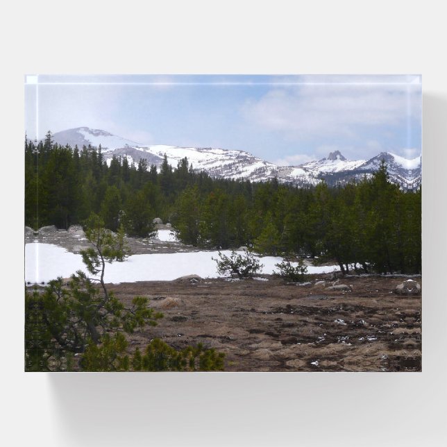 Sierra Nevada Mountains and Snow at Yosemite Paperweight (Front)