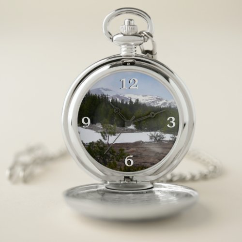 Sierra Nevada Mountains and Snow at Yosemite Pocket Watch