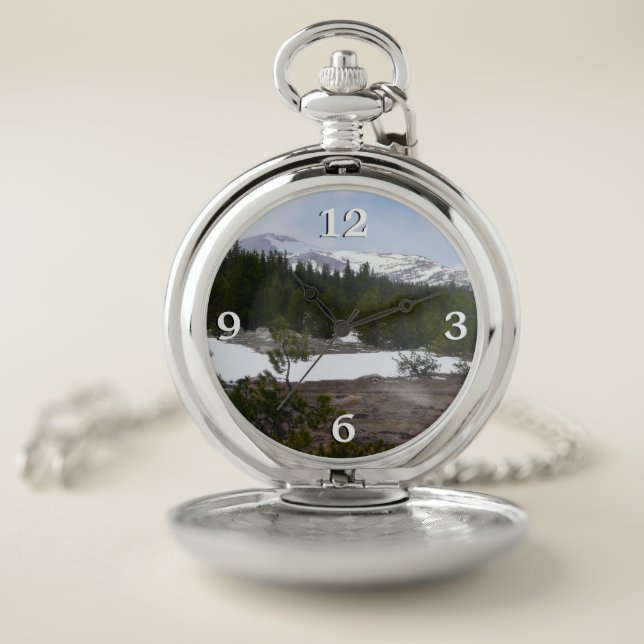 Sierra Nevada Mountains and Snow at Yosemite Pocket Watch (Inside)