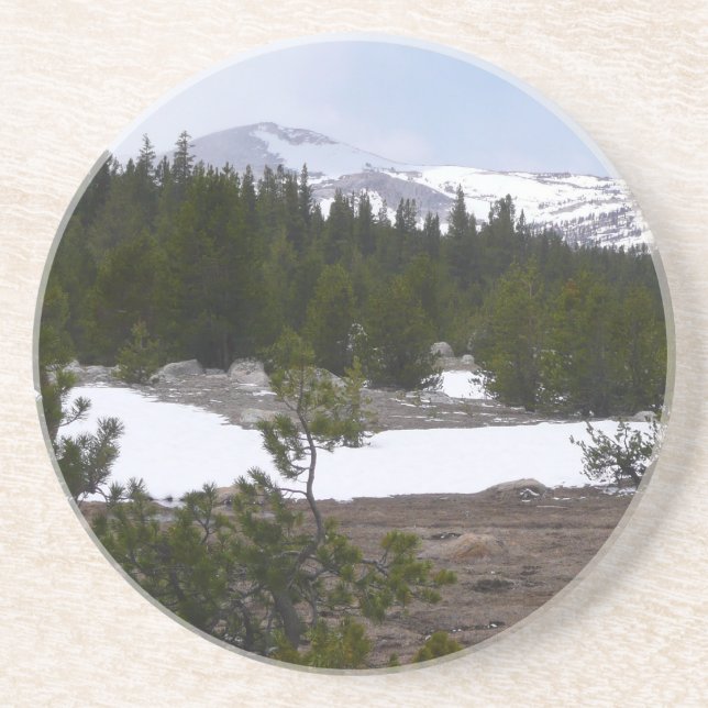 Sierra Nevada Mountains and Snow at Yosemite Sandstone Coaster (Front)