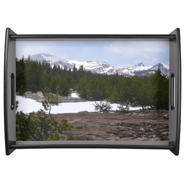 Sierra Nevada Mountains and Snow at Yosemite Serving Tray (Front)