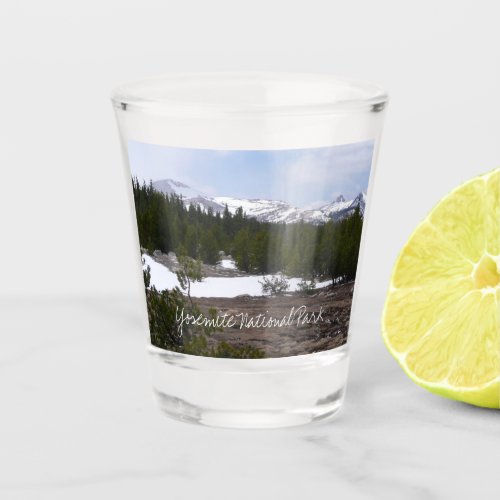 Sierra Nevada Mountains and Snow at Yosemite Shot Glass