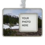 Sierra Nevada Mountains and Snow at Yosemite Silver Plated Framed Ornament