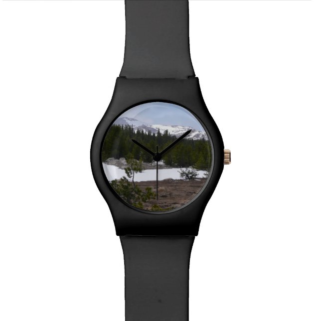 Sierra Nevada Mountains and Snow at Yosemite Watch (Close Up)