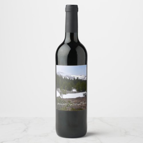 Sierra Nevada Mountains and Snow at Yosemite Wine Label