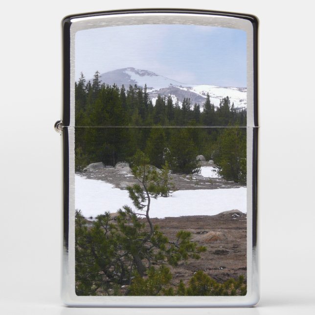 Sierra Nevada Mountains and Snow at Yosemite Zippo Lighter (Front)