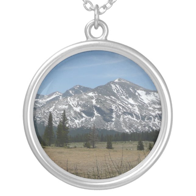 Sierra Nevada Mountains I from Yosemite Silver Plated Necklace (Front)