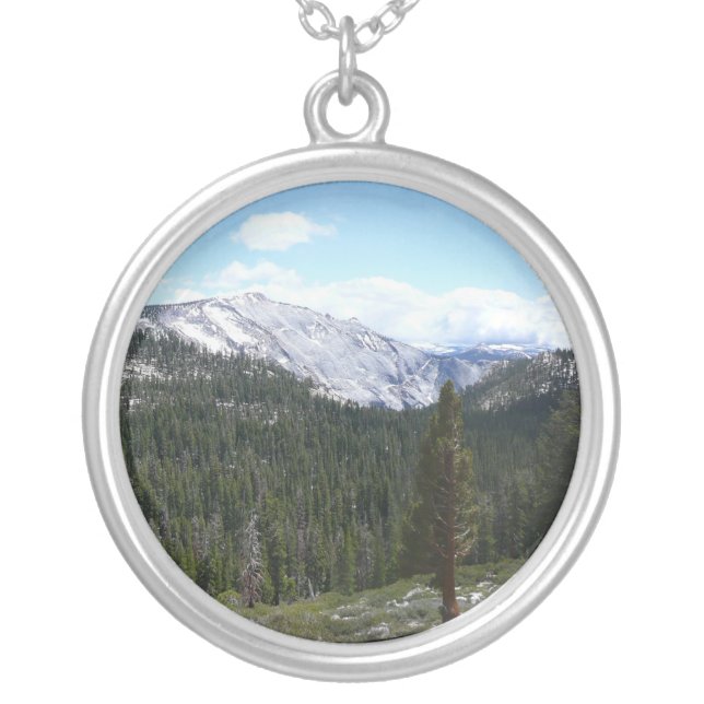Sierra Nevada Mountains II from Yosemite Silver Plated Necklace (Front)
