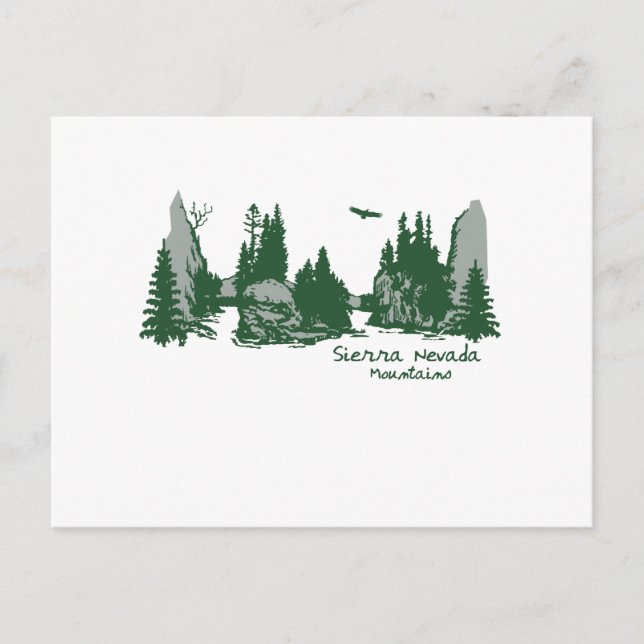 Sierra Nevada Mountains & Trees Postcard (Front)