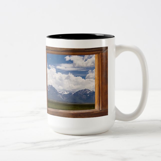 Sierra Nevada Through Cabin Window Two-Tone Coffee Mug (Right)