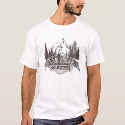 Sierra Nevada Vintage Mountains Hiking California T_Shirt