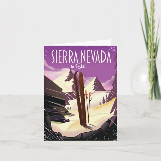 Sierra Nevada vintage ski poster Note Card (Front)