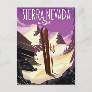 Sierra Nevada vintage ski poster Postcard