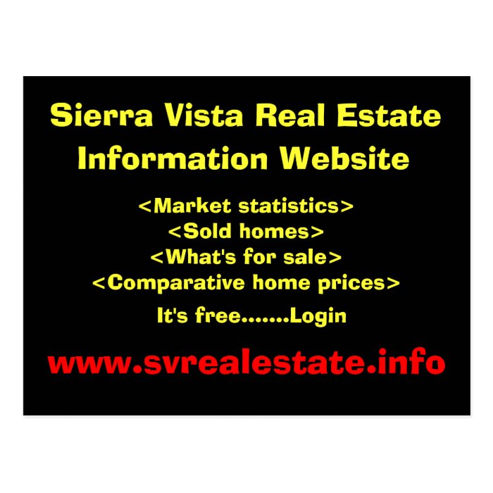 Sierra Vista Real Estate, Information Website,Post Cards