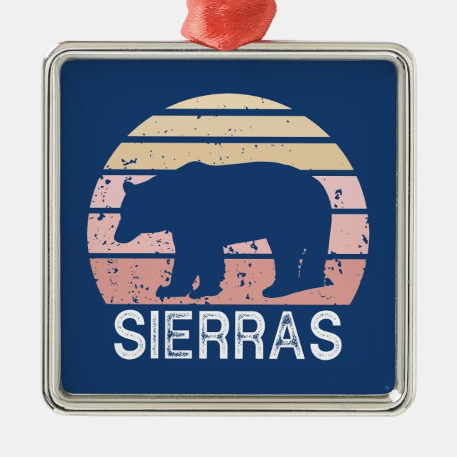 Sierras Retro Bear Metal Ornament (Front)