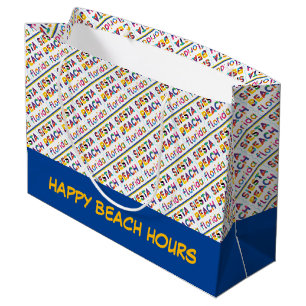 Siesta Beach, Florida. Colorful Text Pattern Large Gift Bag