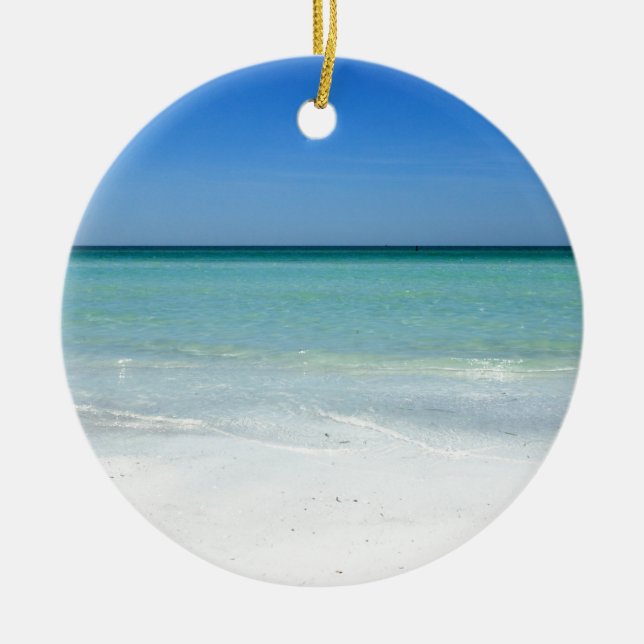 Siesta Beach Gulf Coast Ceramic Ornament (Front)