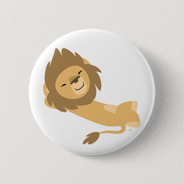 Siesta! Cute Cartoon Lion Pinback Button (Front)