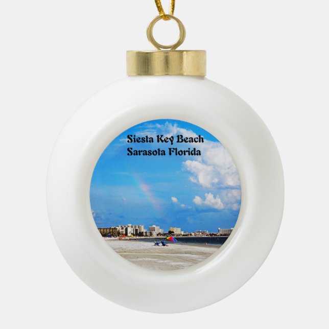 Siesta Key  Beach Ceramic Ball Christmas Ornament (Front)