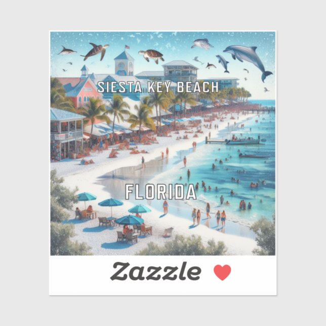 Siesta Key Beach Florida 3 Inch Vinyl Sticker (Sheet)