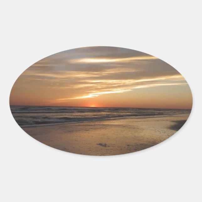 Siesta Key Beach Sunset Oval Sticker (Front)