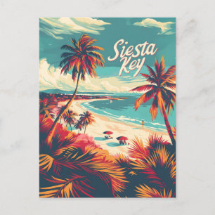 Siesta Key Beach Vintage Postcard
