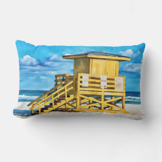 Siesta Key Beach Yello LifeGuard Tower Pillow