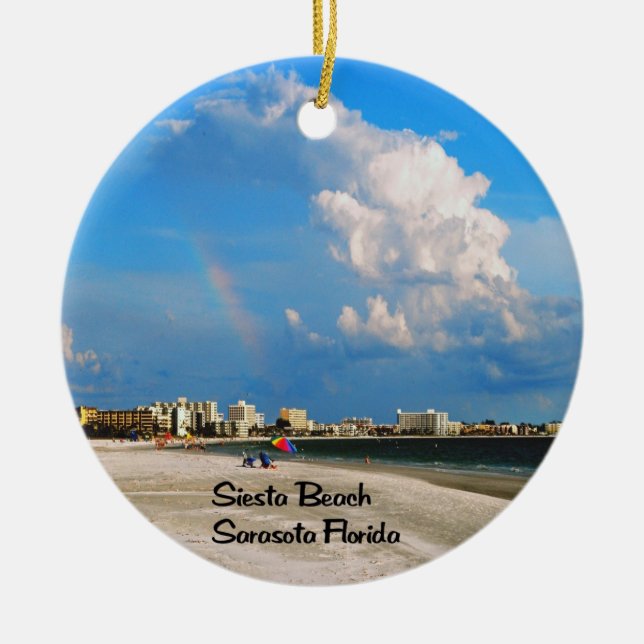 Siesta Key Ceramic Ornament (Front)