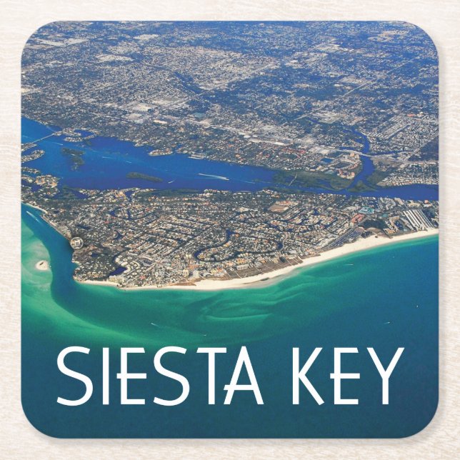 Siesta Key, Florida aerial photo Square Paper Coaster (Front)