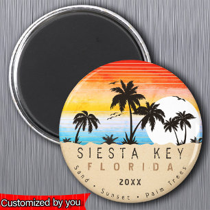 Siesta Key Florida Beach Retro Sunset Souvenir 80s Magnet