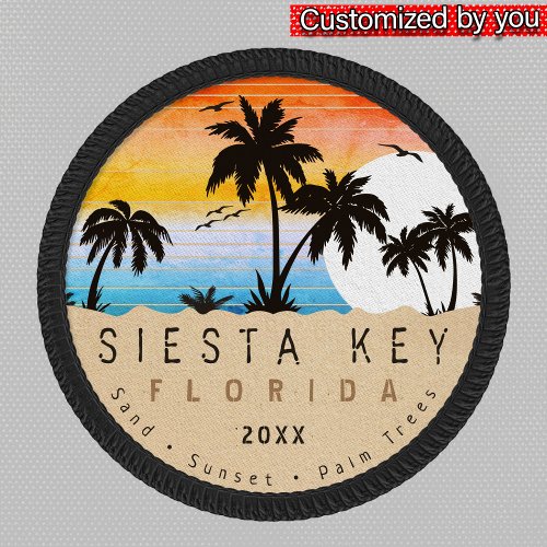 Siesta Key Florida Beach Retro Sunset Souvenir 80s Patch