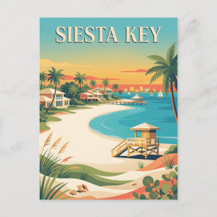 Siesta Key Florida Beach Vintage Poster Postcard