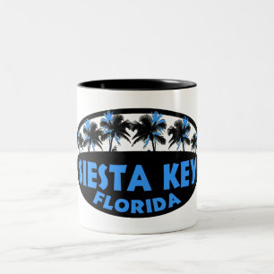 Siesta Key Florida blue black palms Two-Tone Coffee Mug