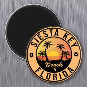 Siesta Key Florida Palm Tree Beach Vintage Travel  Magnet
