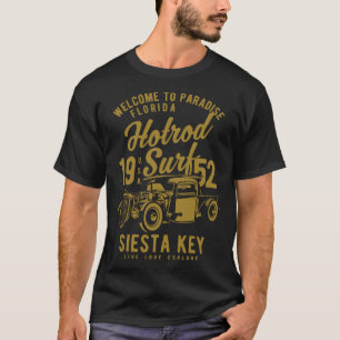 Siesta Key Florida Retro Hotrod Surf 5 T-Shirt
