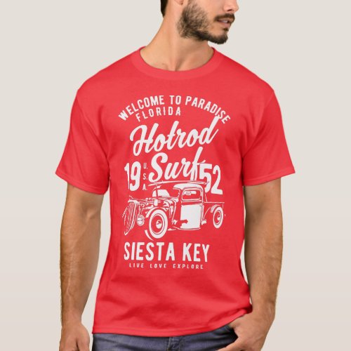 Siesta Key Florida Retro Hotrod Surf Design    2  T_Shirt